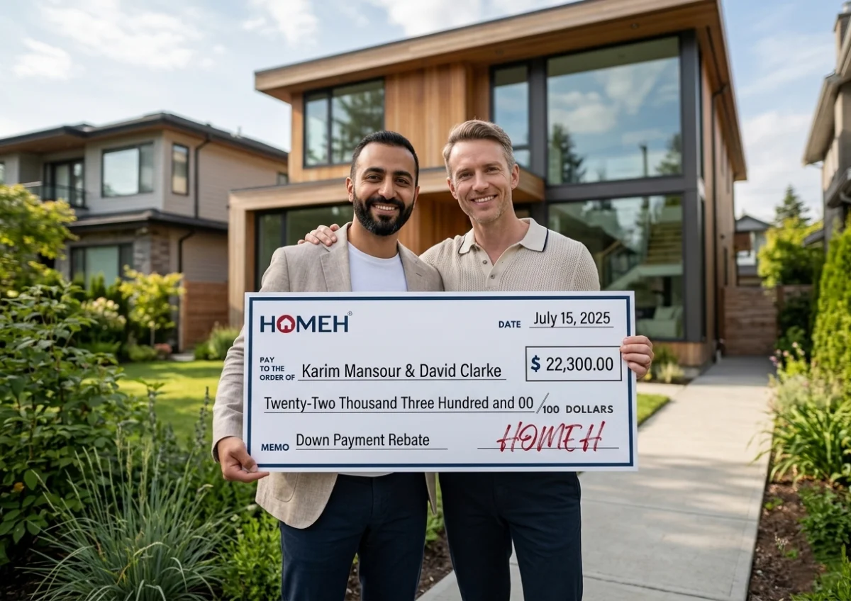 Karim Mansour & David Clarke HOMEH Cashback Rebate cheque