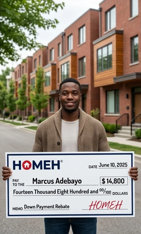 Marcus Adebayo HOMEH Cashback Rebate cheque