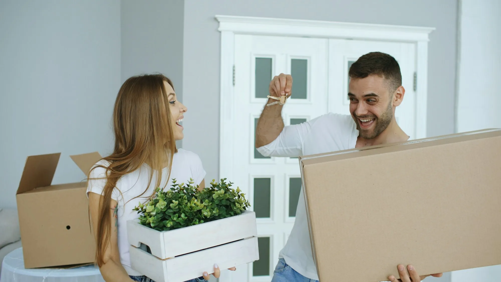 Couple celebrating their new home