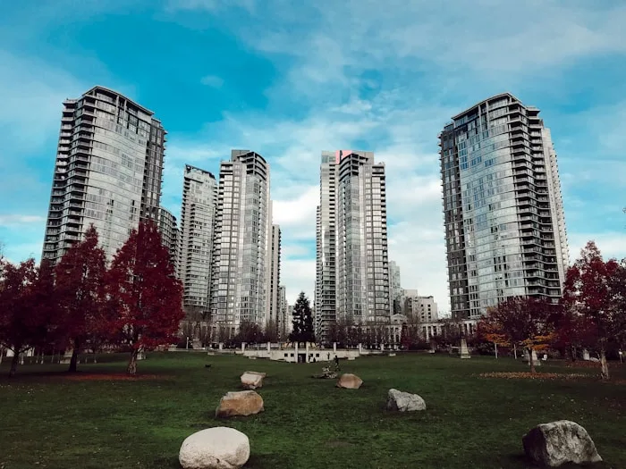 Vancouver city skyline under cloudy sky