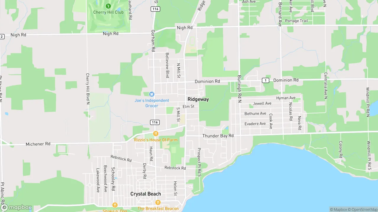 Street view in Ridgeway, Ontario